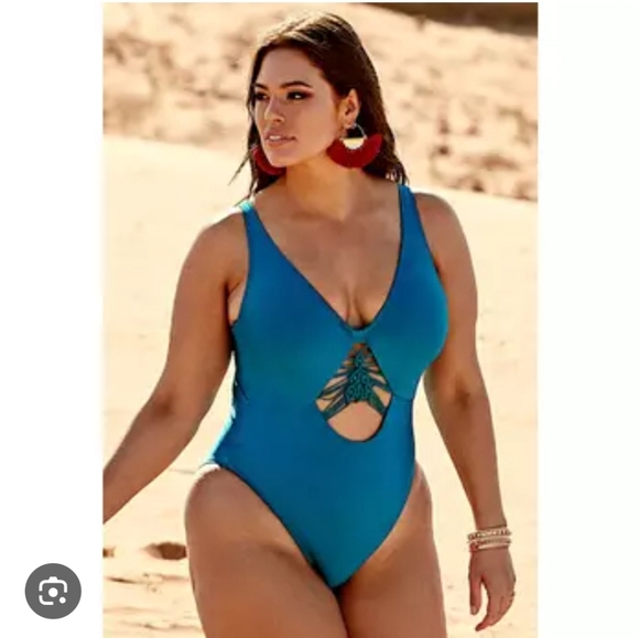 NWTs Ashley Graham x Swimsuits For All Meknes Blue Underwire Swimsuit - Picture 1 of 6